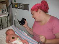 Aunt Erin filming the first bath