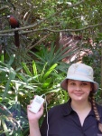 Kristen, iPod, and a cool looking bird